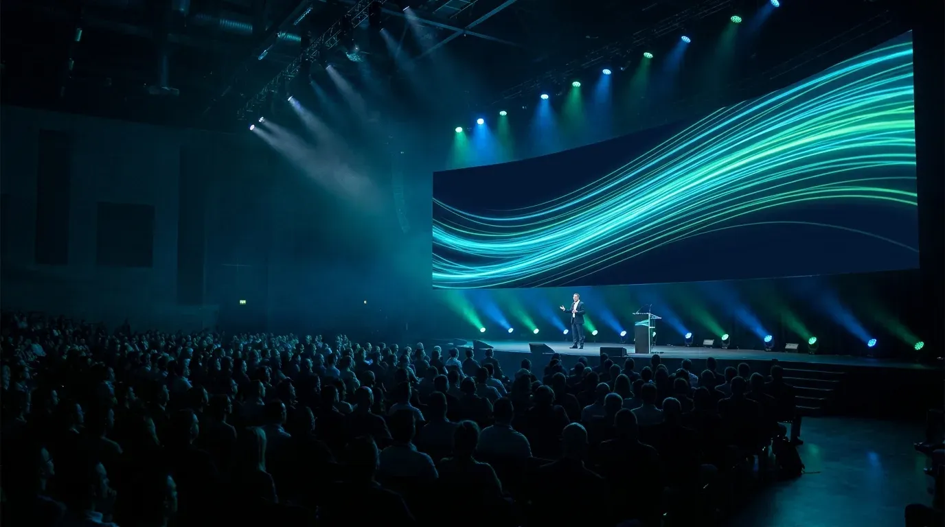 Keynote stage at a B2B tech conference